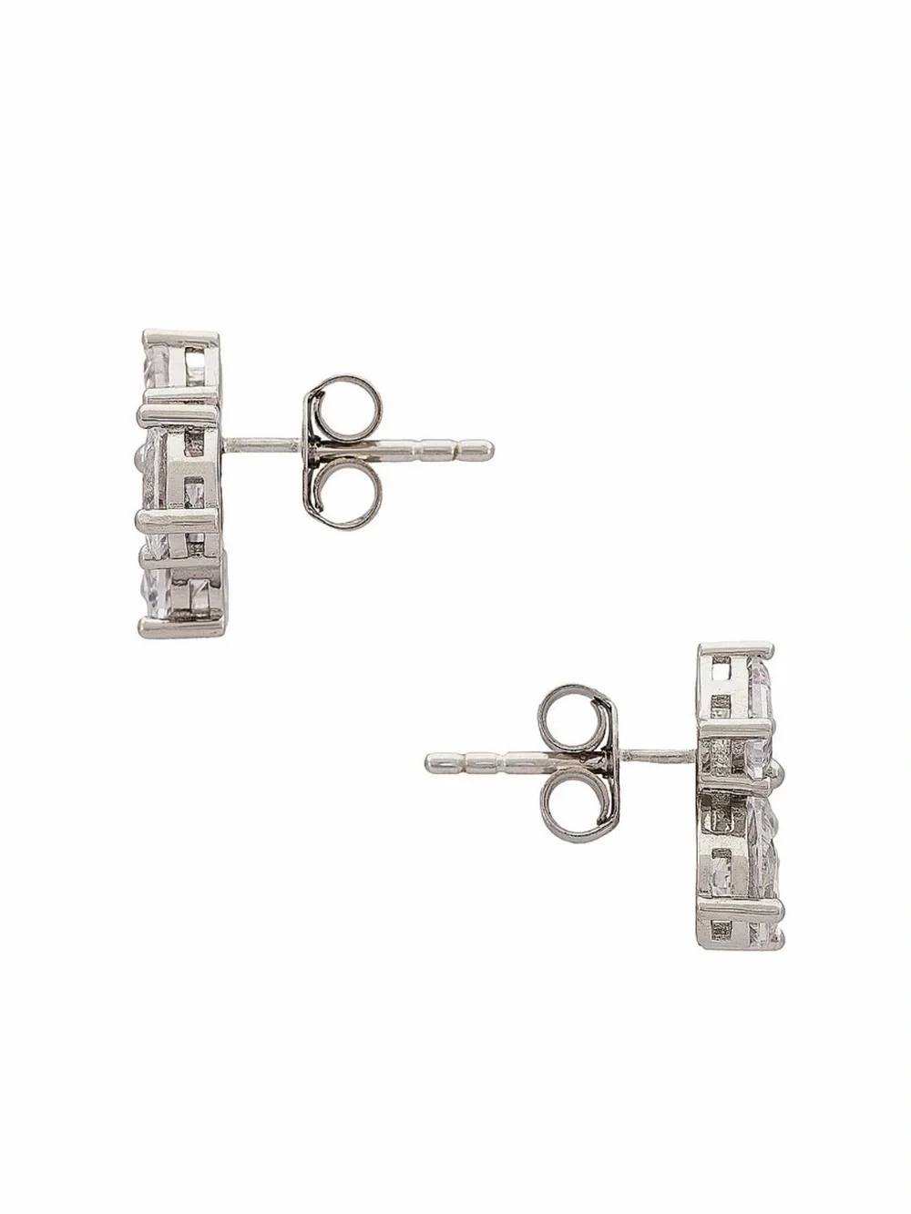 NEVER WORN**SHASHI Silver-Tone Trio Crystal Drop Stud Earrings - White